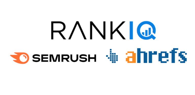 Rank IQ, Semrush and Ahrefs logos.