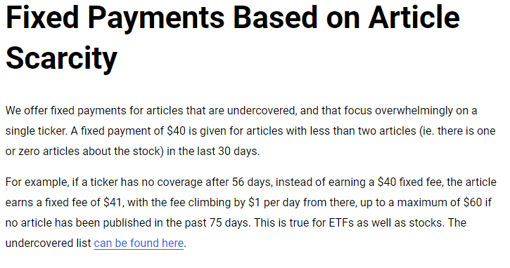 Seeking Alpha description of fixed payments.