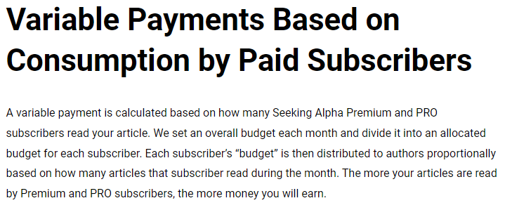Seeking Alpha description of variable payments.