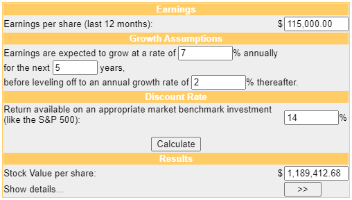 Discounted cashflow calculator to value a small business